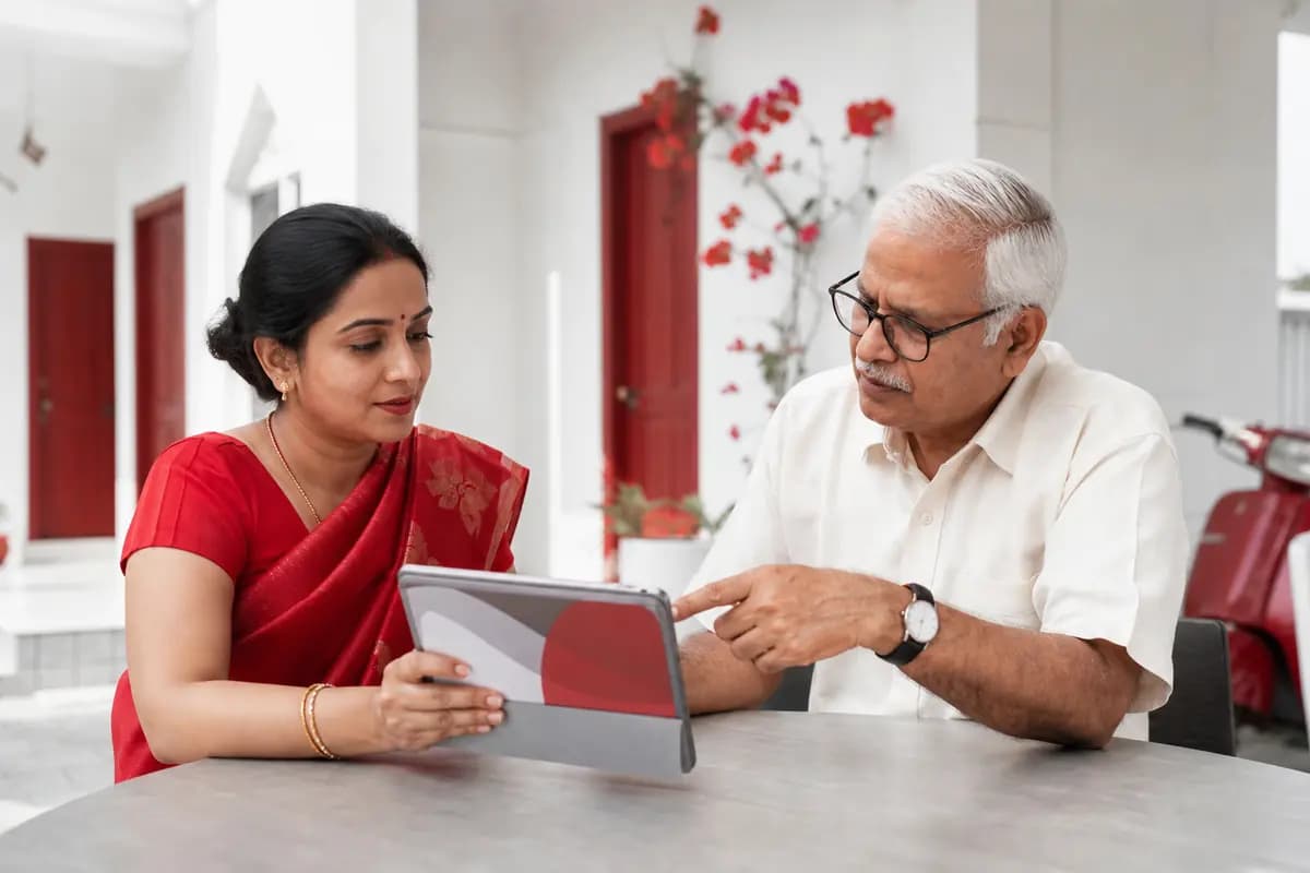 Two committee members approving a request together on a tablet